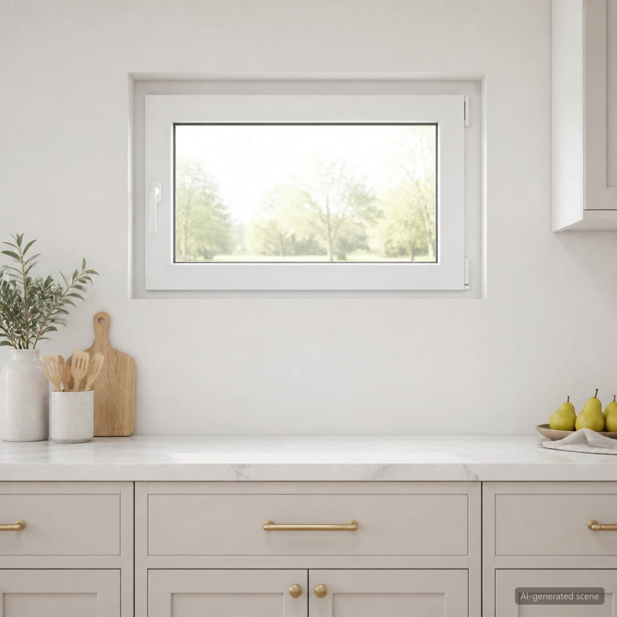Basement Window Internal Colour RISOR 40 x 55 cm Tilting and Turn Right White Two-layer 90 cm