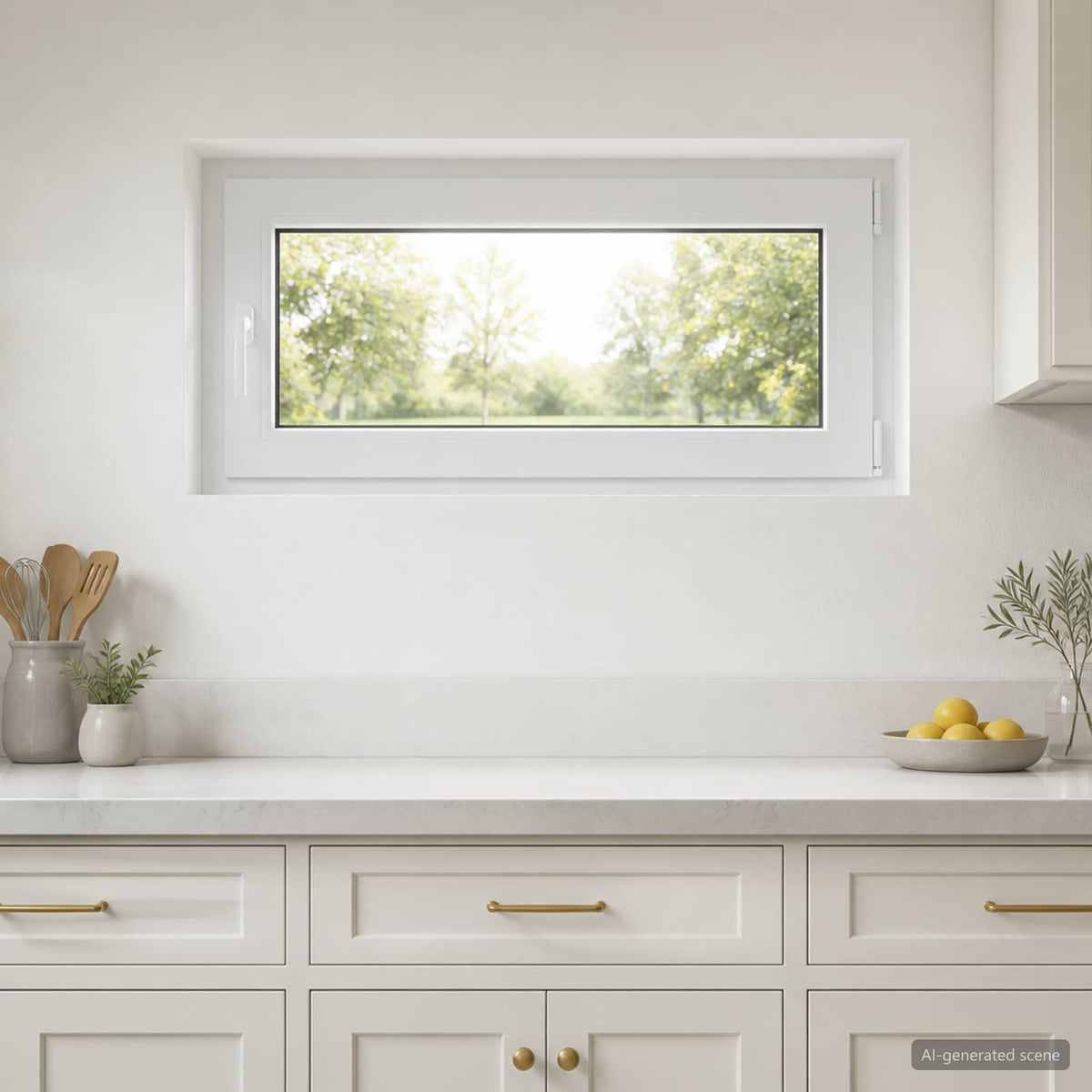 Basement Window Internal Colour RISOR 40 x 55 cm Tilting and Turn Right White Two-layer 105 cm