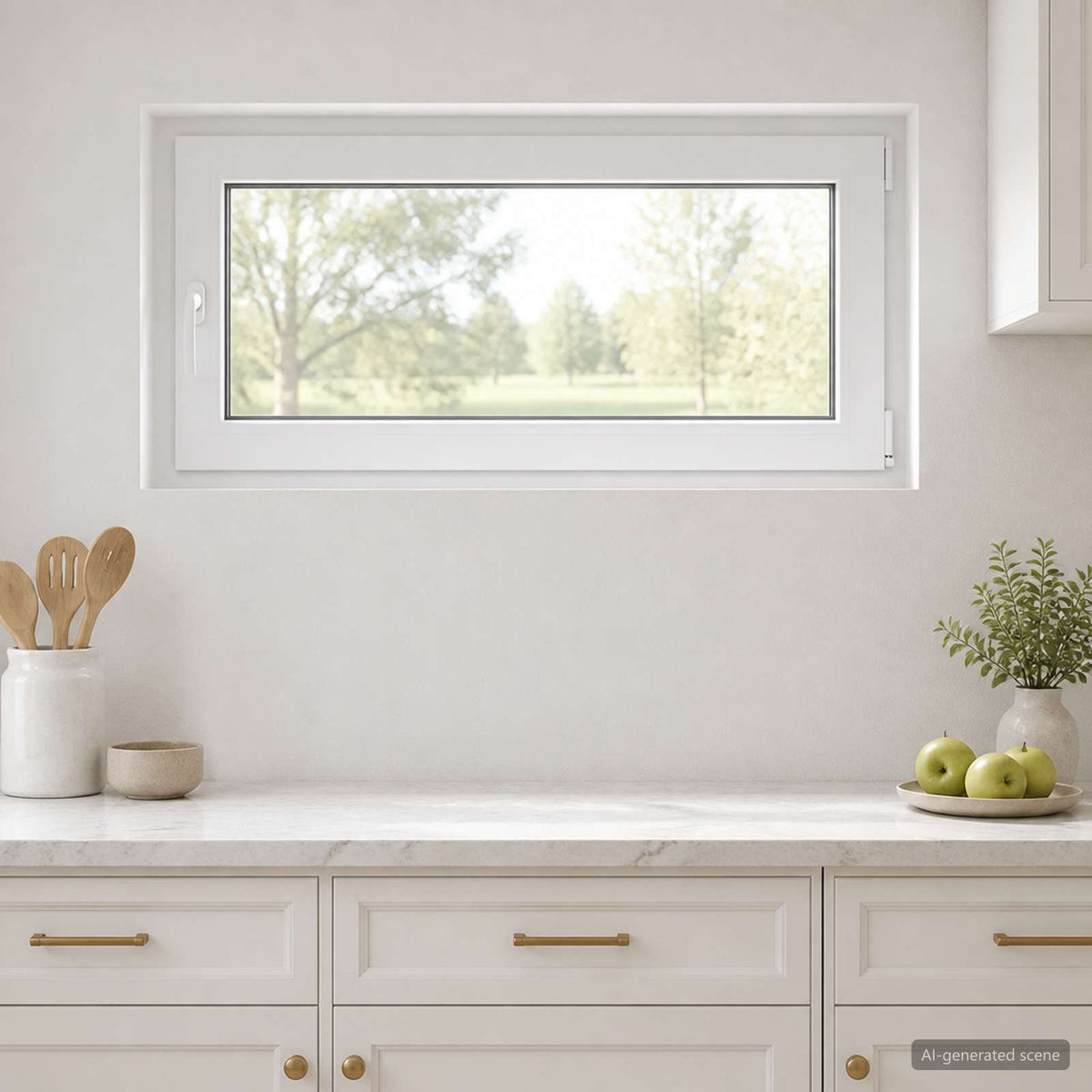 Basement Window Internal Colour RISOR 40 x 55 cm Tilting and Turn Right White Two-layer 120 cm