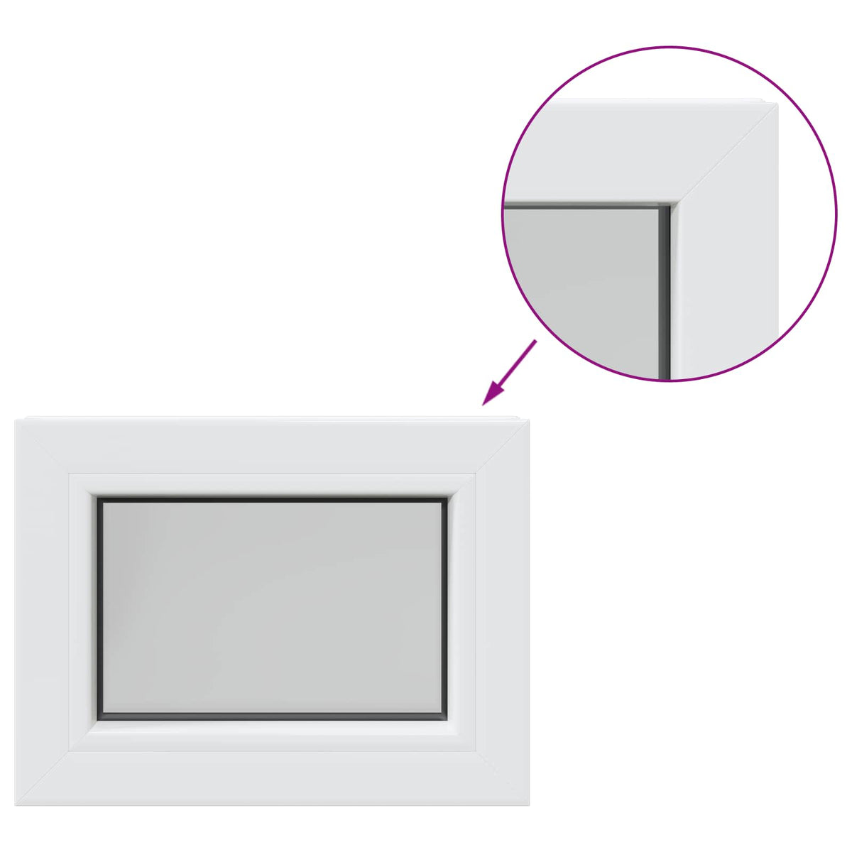 Cellar Window Internal Colour White RISOR with Double Glazing Width 35 cm 30 cm