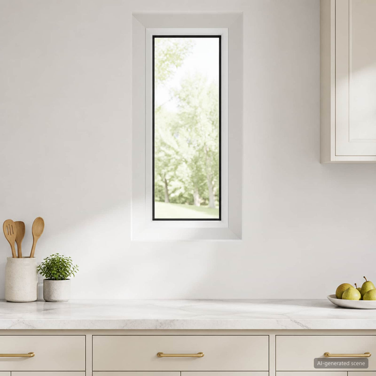 Cellar Window Internal Colour White RISOR Double Glazing Width