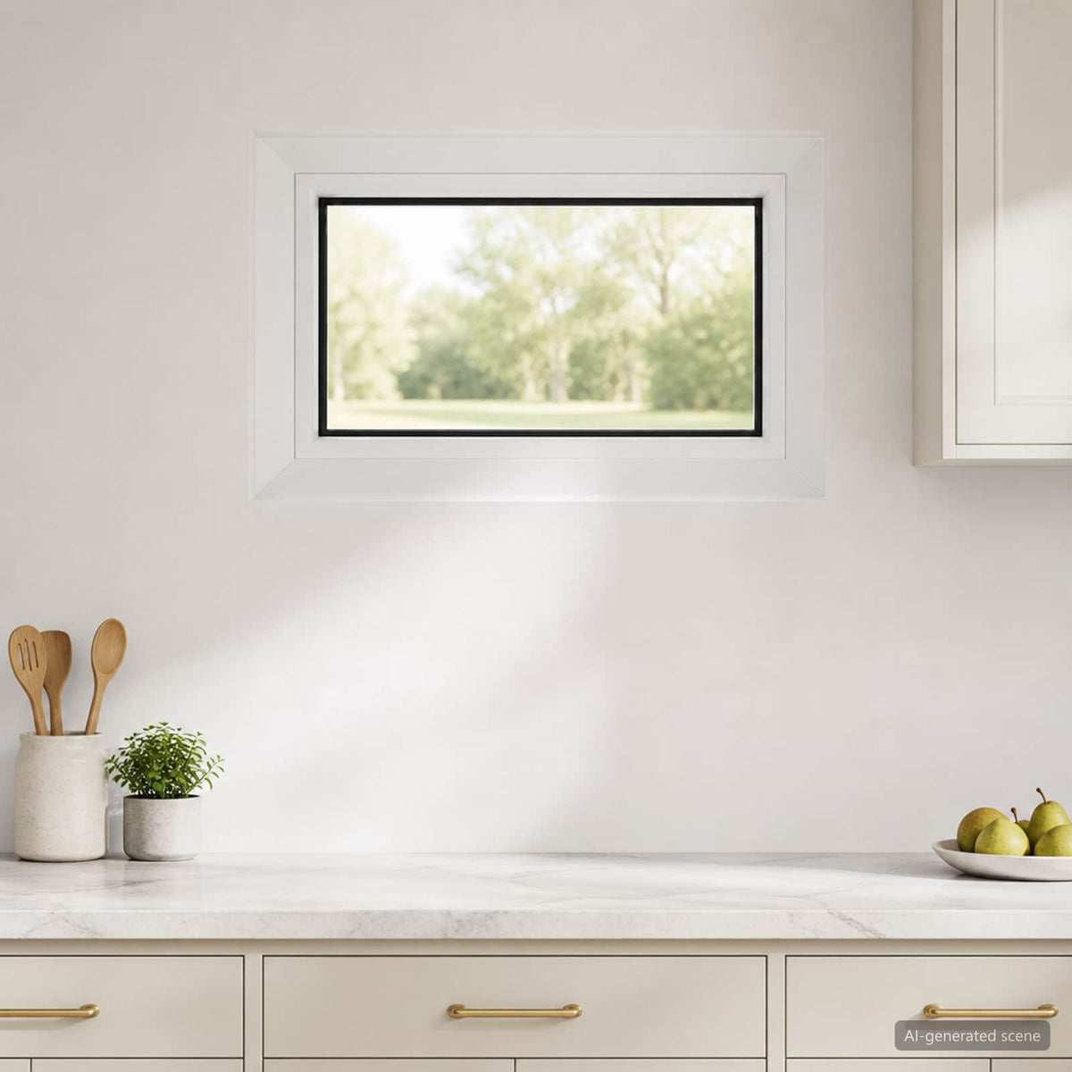 Cellar Window Internal Colour White RISOR with Triple Glazing Width 35 cm 30 cm
