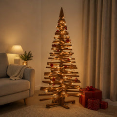 Wooden Christmas Tree KOTKA Solid Pine Wood Dark Brown Finish 150 cm