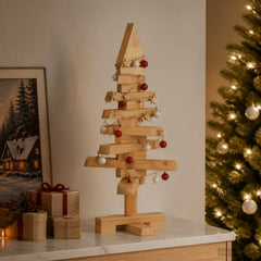 vidaXL Wooden Christmas Tree KOTKA 60 cm Solid Pine Wood Brown Finish 1