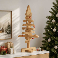 vidaXL Wooden Christmas Tree KOTKA 60 cm Solid Pine Wood Brown Finish 3