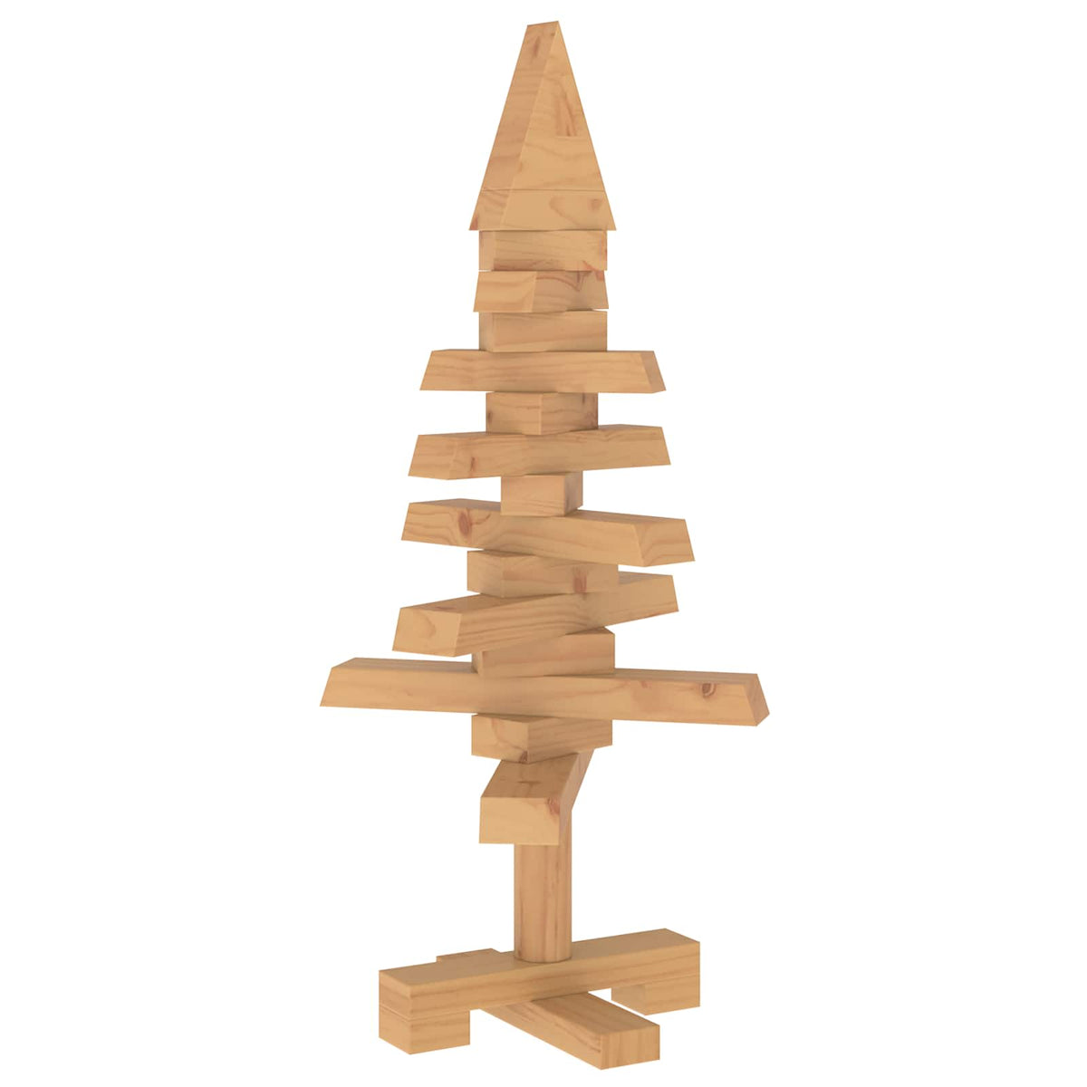 vidaXL Wooden Christmas Tree KOTKA 60 cm Solid Pine Wood Brown Finish 2