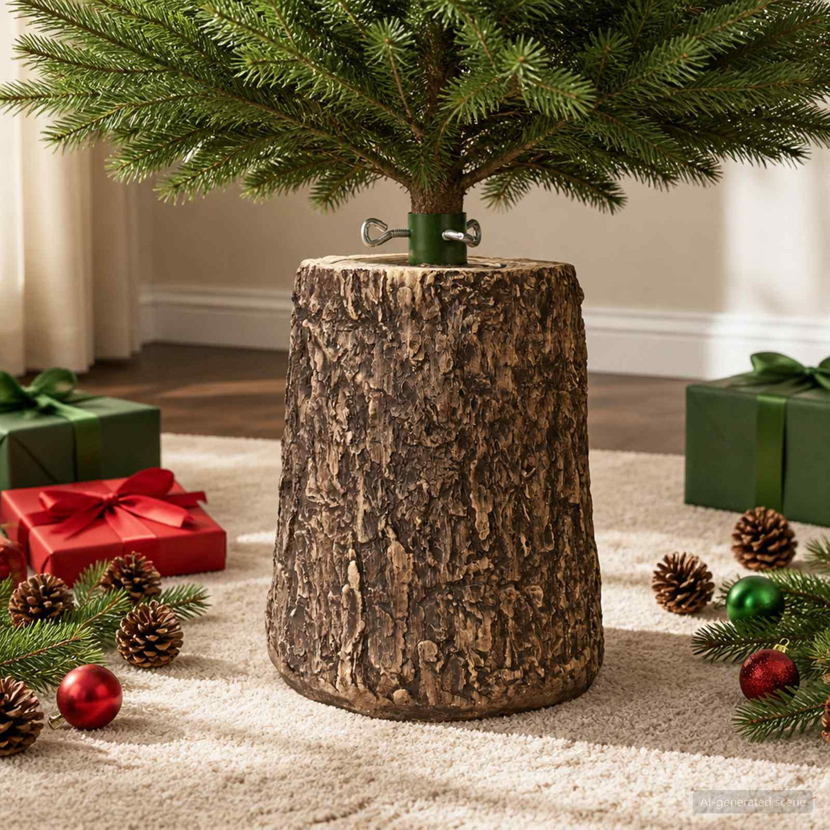 vidaXL Christmas Tree Stand Trunk Shape Ø 23 x 34 cm Magnesium Oxide 1