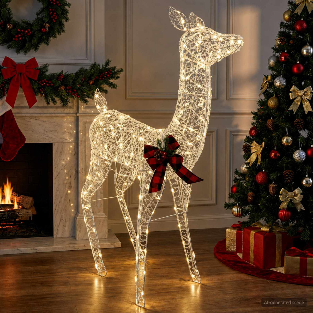 vidaXL 3D Christmas Reindeer LOVIISA 200 LEDs Warm White 3