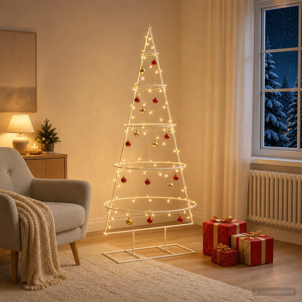 Metal Christmas Tree in White