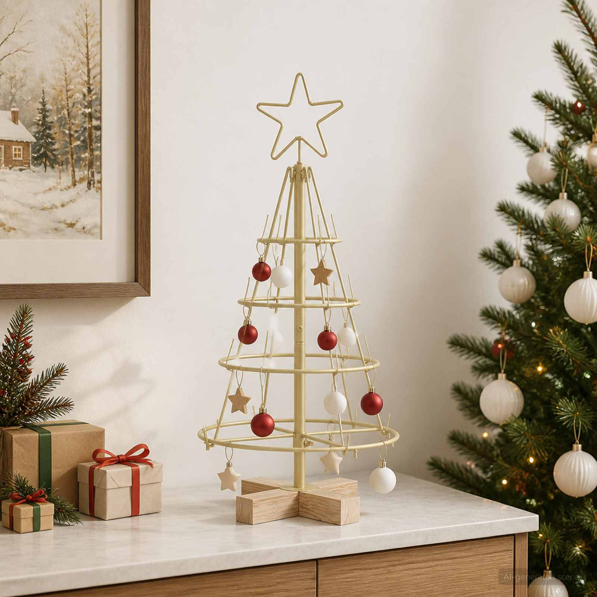 Metal Christmas Tree in Gold, image 3