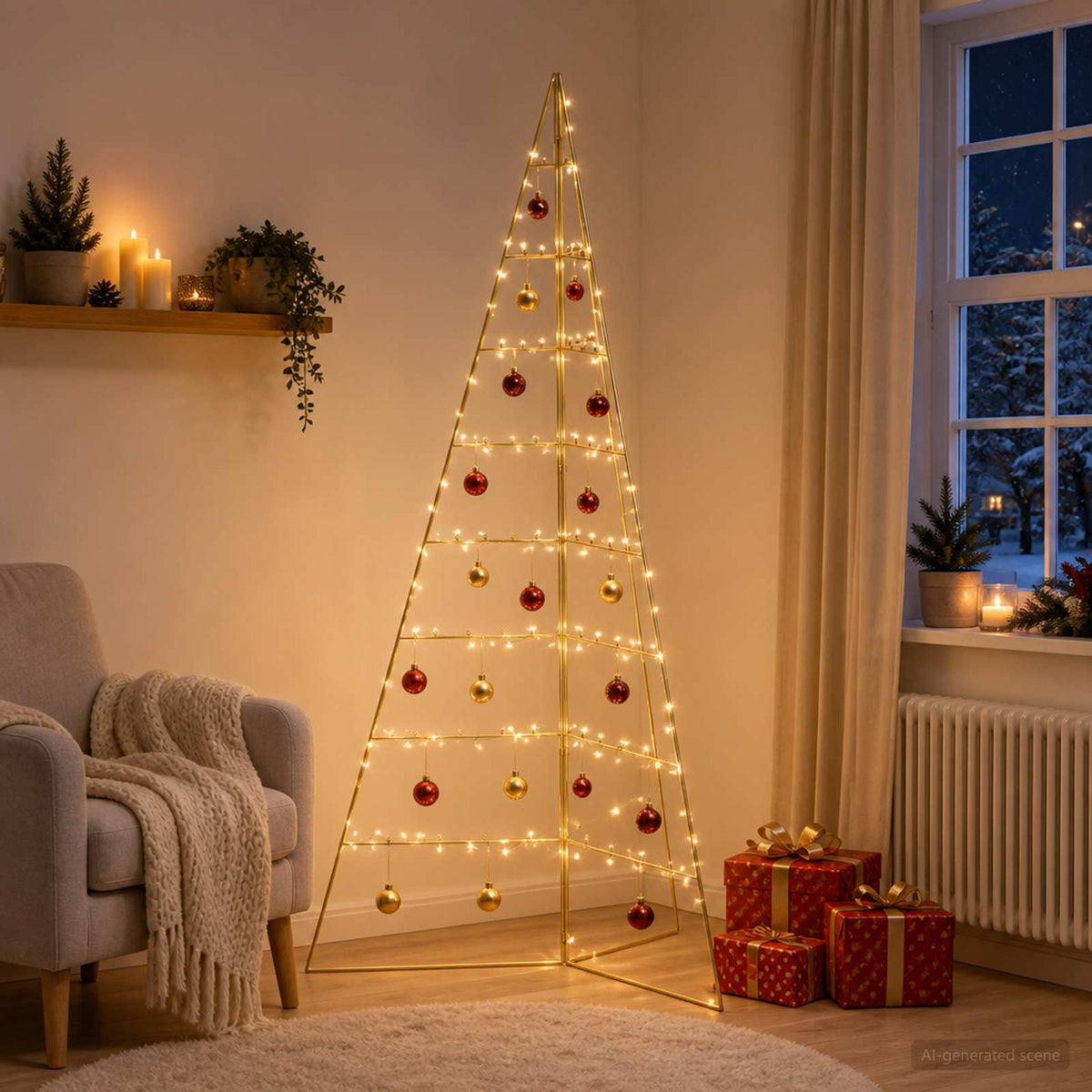 Metal Christmas Tree KUOPIO Steel Gold 180 cm without LED