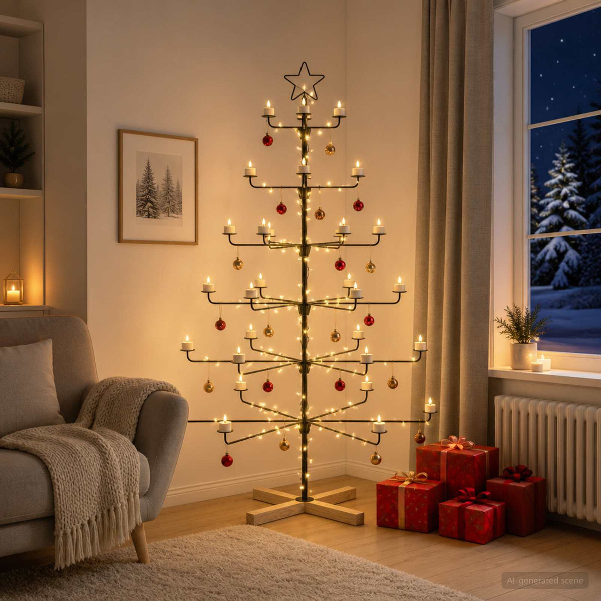 Metal Christmas Tree with Holder KUOPIO Steel Black 150 cm