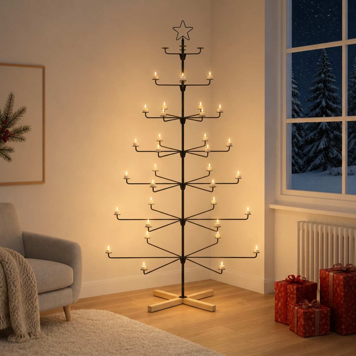 Metal Christmas Tree with Holder KUOPIO Steel Black 180 cm
