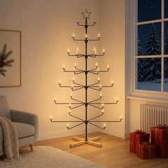 Metal Christmas Tree with Holder KUOPIO Steel Black 180 cm