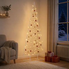 vidaXL Metal Christmas Tree with Stand KUOPIO 150 cm Warm White Steel 3