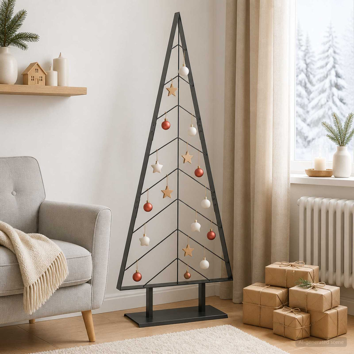Metal Christmas Tree KUOPIO Steel Black 150 cm