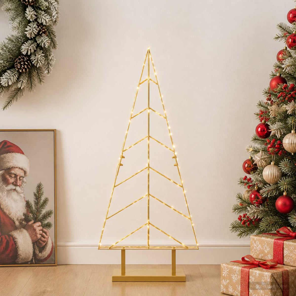 Metal Christmas Tree KUOPIO Steel Gold 90 cm