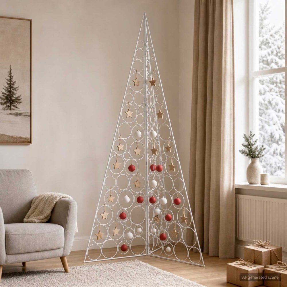 Metal Christmas Tree KUOPIO Steel White 180 cm