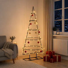 Metal Christmas Tree with Stand KUOPIO Steel Black 125 cm with LED