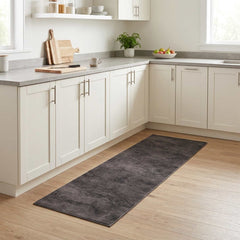 Kitchen Rug Black Concrete Polyamide Washable