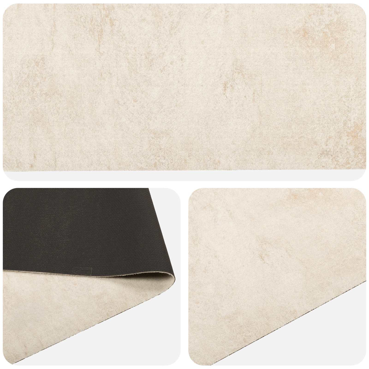 Kitchen Rug Cream Concrete Polyamide Washable