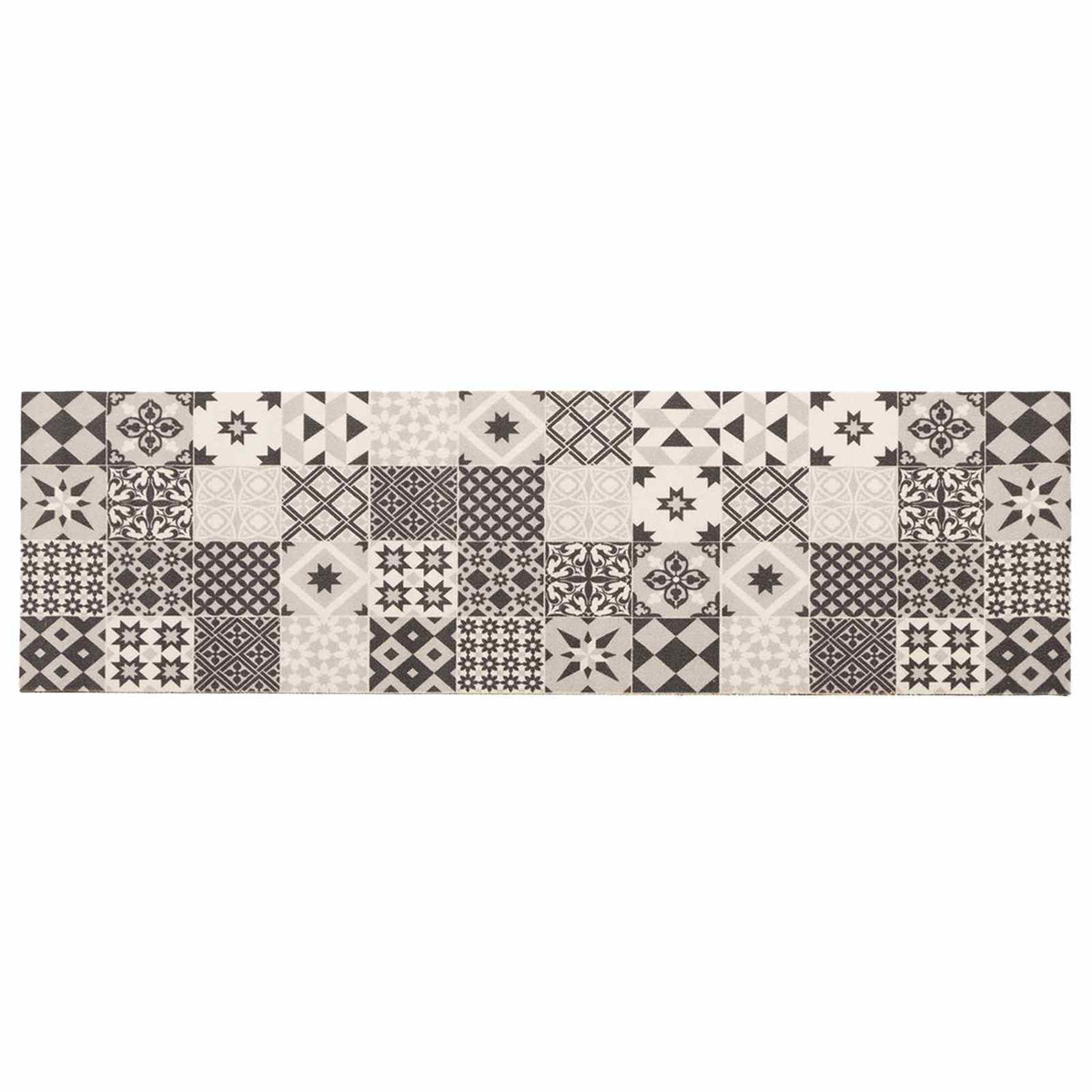 Kitchen Rug Grey Mosaic Polyamide Washable