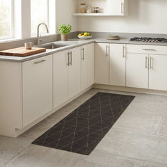 Kitchen Rug Anthracite Checkered Polyamide