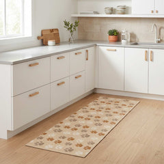 Kitchen Rug Beige Paws Polyamide Washable