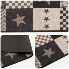 Kitchen Rug Grey Stars Polyamide Washable