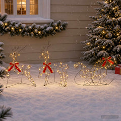 vidaXL Christmas Reindeer with sleigh 60 LEDs Warm White