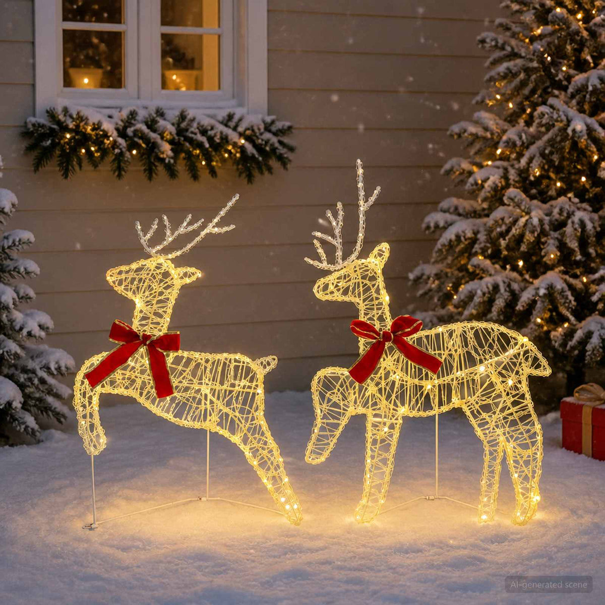 Christmas Reindeer 2 pcs 40 LEDs 43 x 19 x 65 cm Warm white