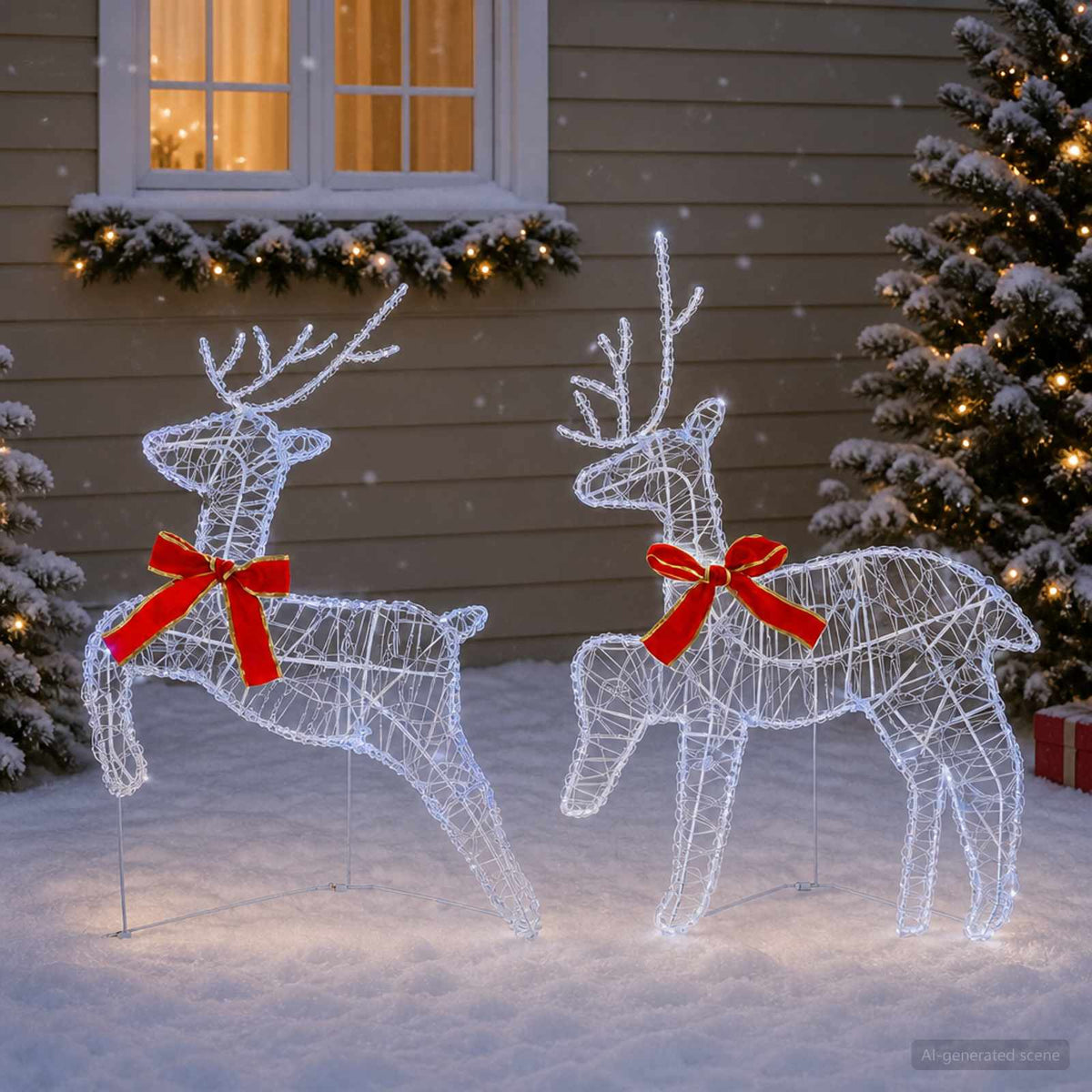 Christmas Reindeer 2 pcs 40 LEDs 43 x 19 x 65 cm Cold white
