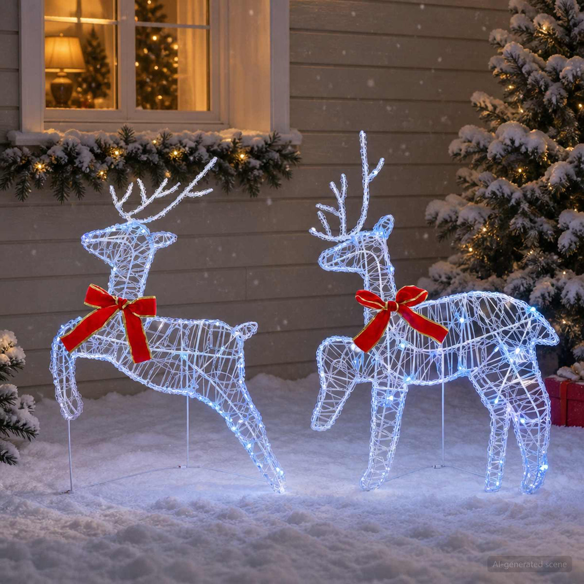 Christmas Reindeer 2 pcs 40 LEDs 43 x 19 x 65 cm Blue