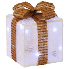 vidaXL Lighted Christmas Gift Box 3 pcs 64 LEDs Cold White 6