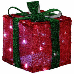 vidaXL Lighted Christmas Gift Box 3 pcs 64 LEDs Cold White 4