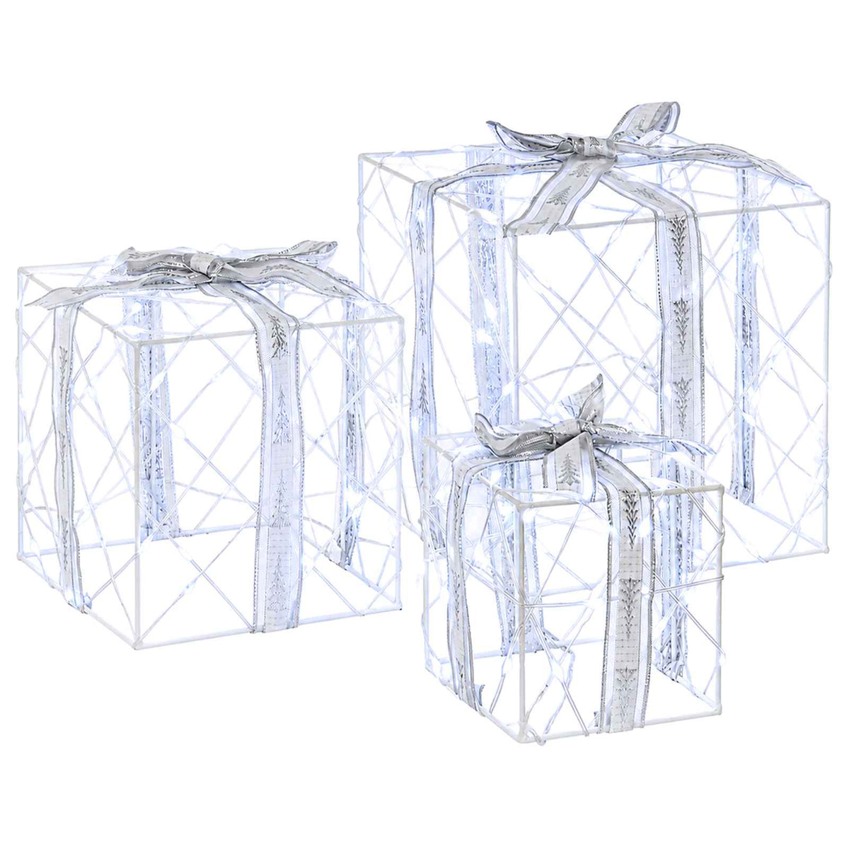 vidaXL Lighted Christmas Gift Box 3 pcs 150 LEDs Cold White 2