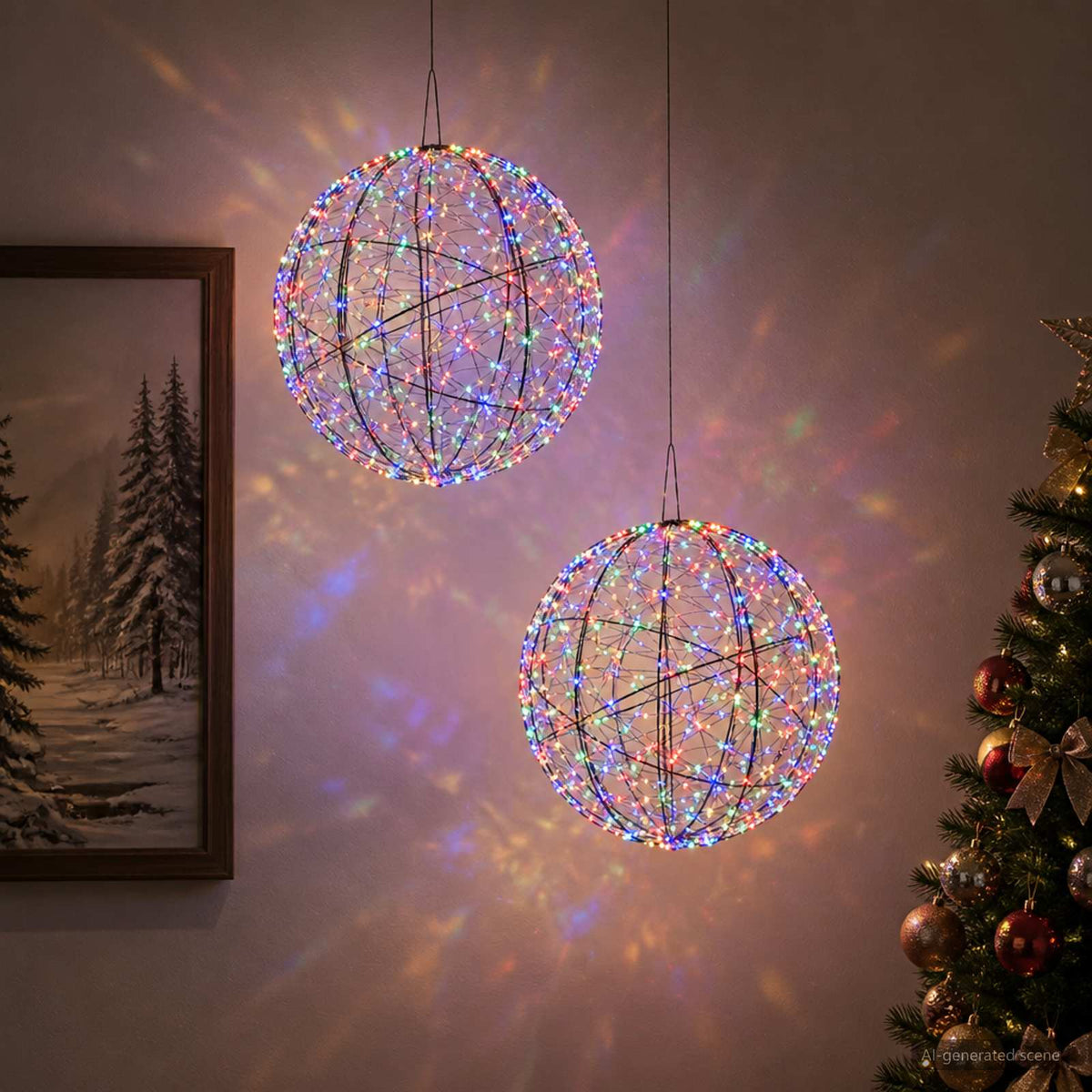 Christmas Finial Light 600 LEDs 2 pcs Ø 50 x 52 cm Multicolour