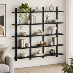 vidaXL Wall Shelf Black Oak 102 x 13.5 x 102 cm Engineered Wood 1