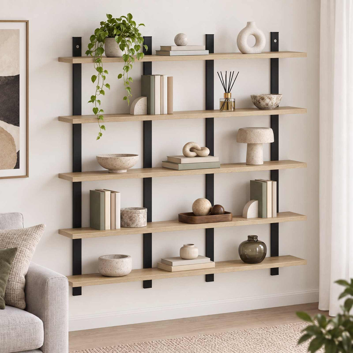 vidaXL Wall Shelf Sonoma Oak 102 x 13.5 x 102 cm Engineered Wood 1