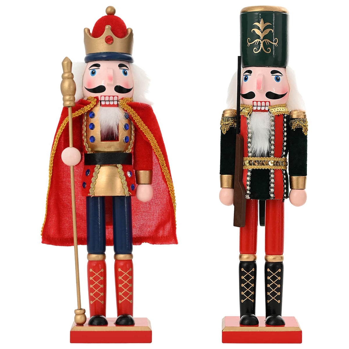 vidaXL Christmas Nutcracker TURKU 2 pcs Red and Black 38 cm 2