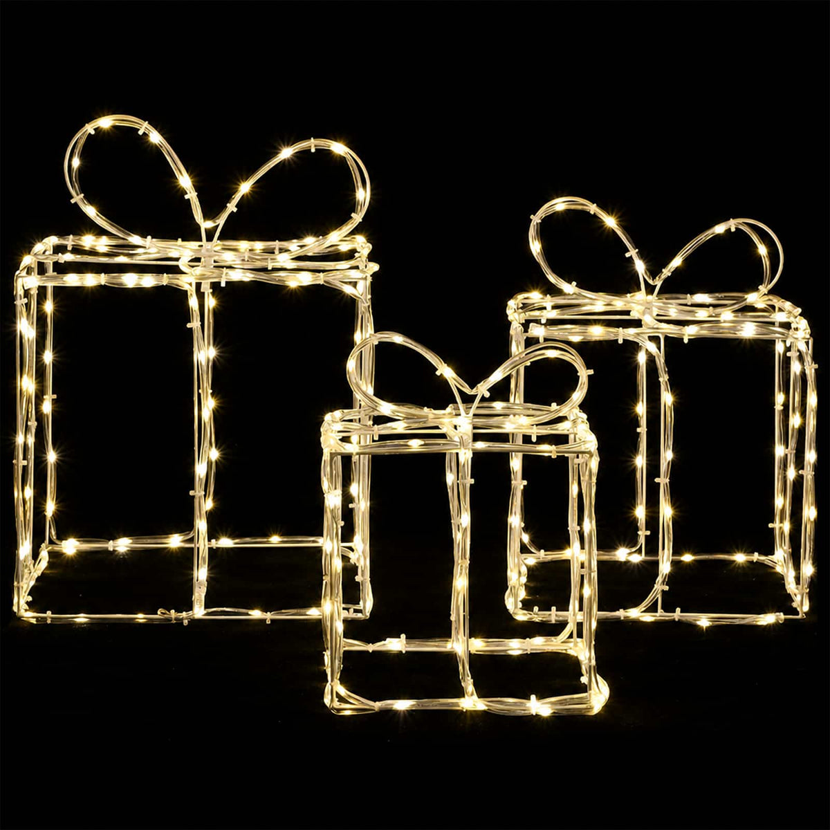 Christmas Lighted Gift Boxes LOVIISA 3 pcs 360 LEDs Warm white