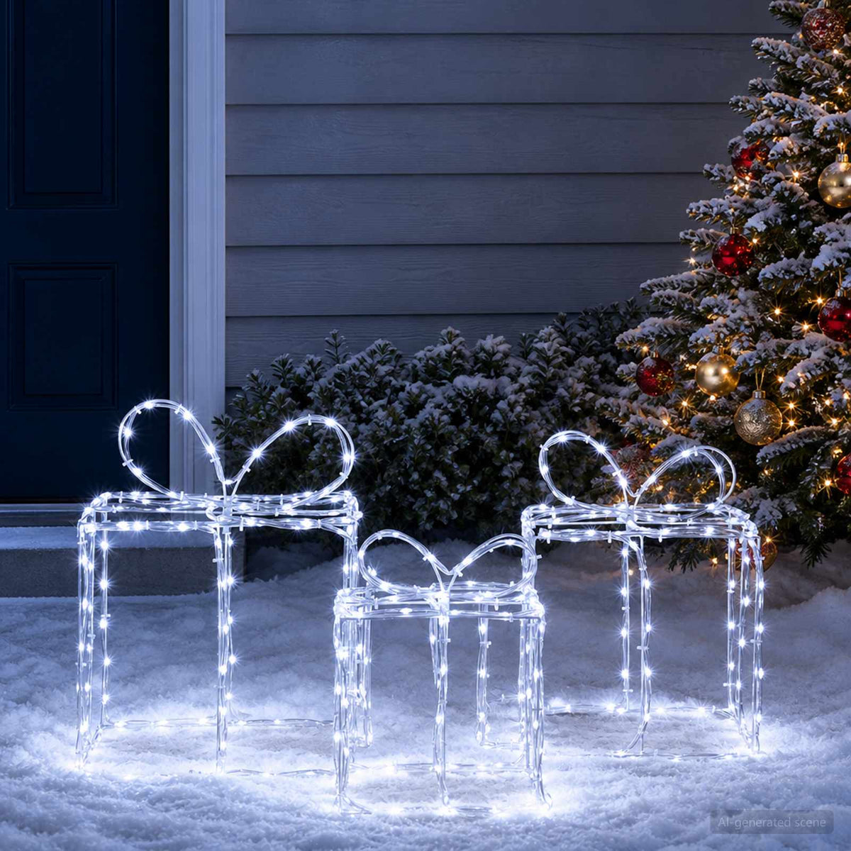 Christmas Lighted Gift Boxes LOVIISA 3 pcs 360 LEDs Cold white