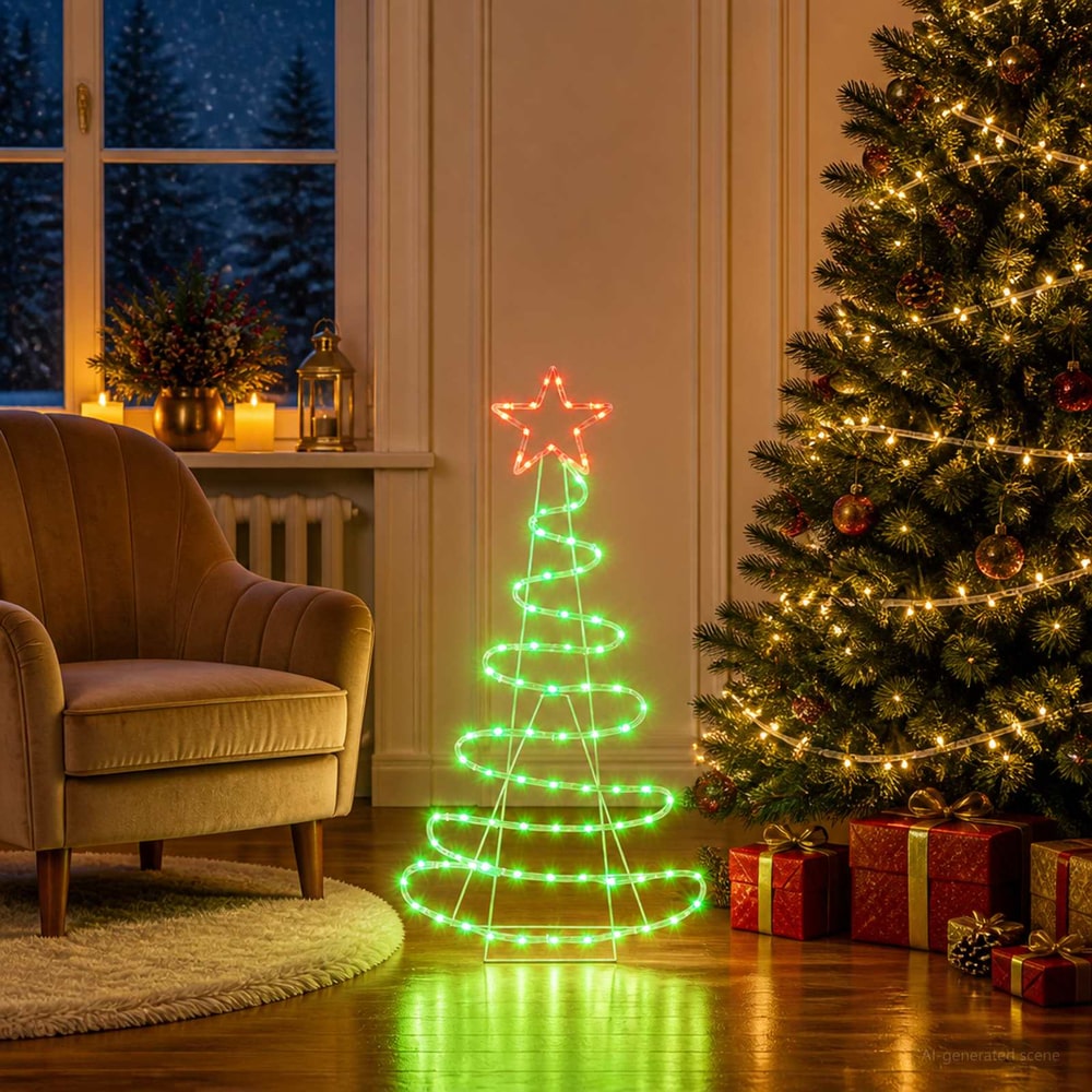 LED Sign Christmas Tree LOVIISA 100 LEDs 51 x 99 cm Red and green