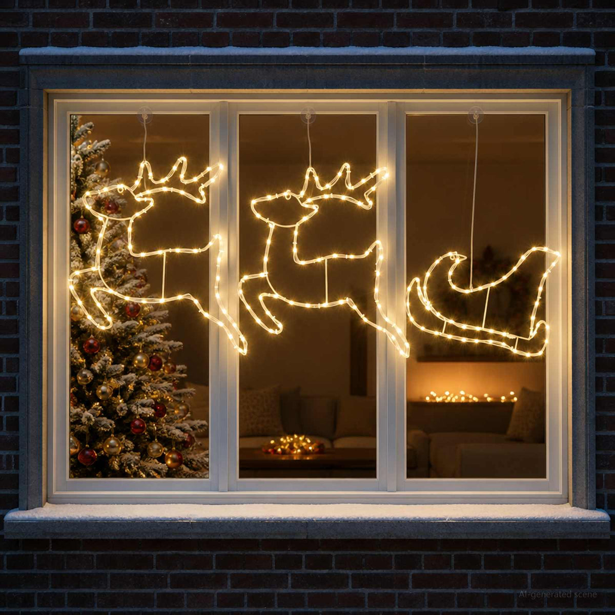 Reindeer and Sleigh Christmas Decoration LOVIISA 180 LEDs Warm white