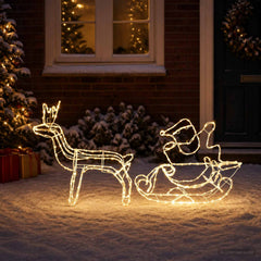 Reindeer and Sleigh Christmas Decoration LOVIISA 320 LEDs Warm white