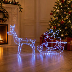 Reindeer and Sleigh Christmas Decoration LOVIISA 320 LEDs Blue