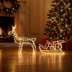 Reindeer and Sleigh Christmas Decoration LOVIISA 240 LEDs Warm white