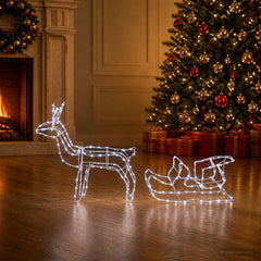 Reindeer and Sleigh Christmas Decoration LOVIISA 240 LEDs Cold white
