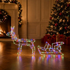 Reindeer and Sleigh Christmas Decoration LOVIISA 240 LEDs Multicolour