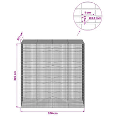 Gabion with 3.5 mm Wire and 5x2.5 cm Mesh 50x100x200 cm 200 cm